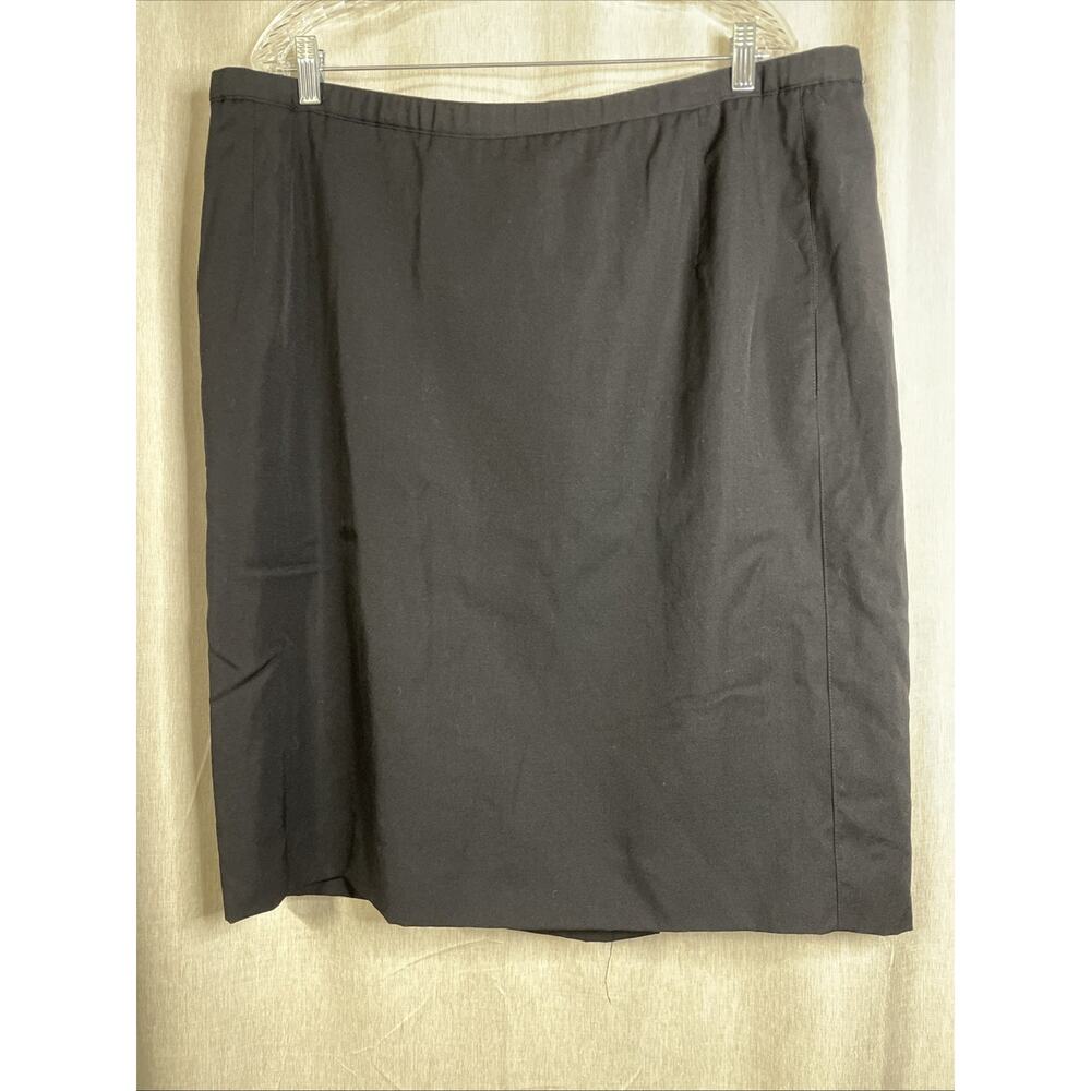 VTG Elizabeth Liz Claiborne Lined Black Pencil Skirt - 100% Wool w/Pockets Sz 18